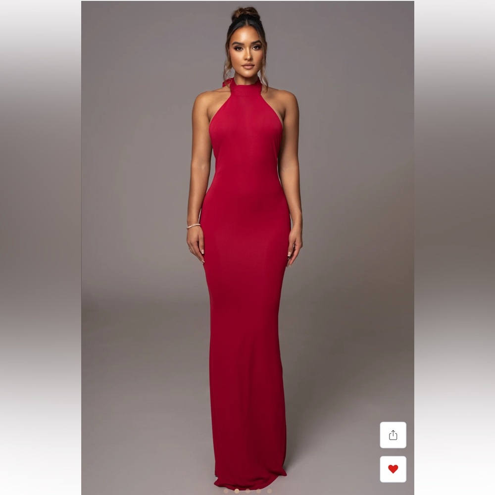 JLUXLABEL Red Halter Formal Dress